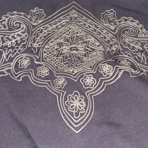 LUCKY BRAND men button down embroidered back/sleeves L gray - Picture 4 of 10